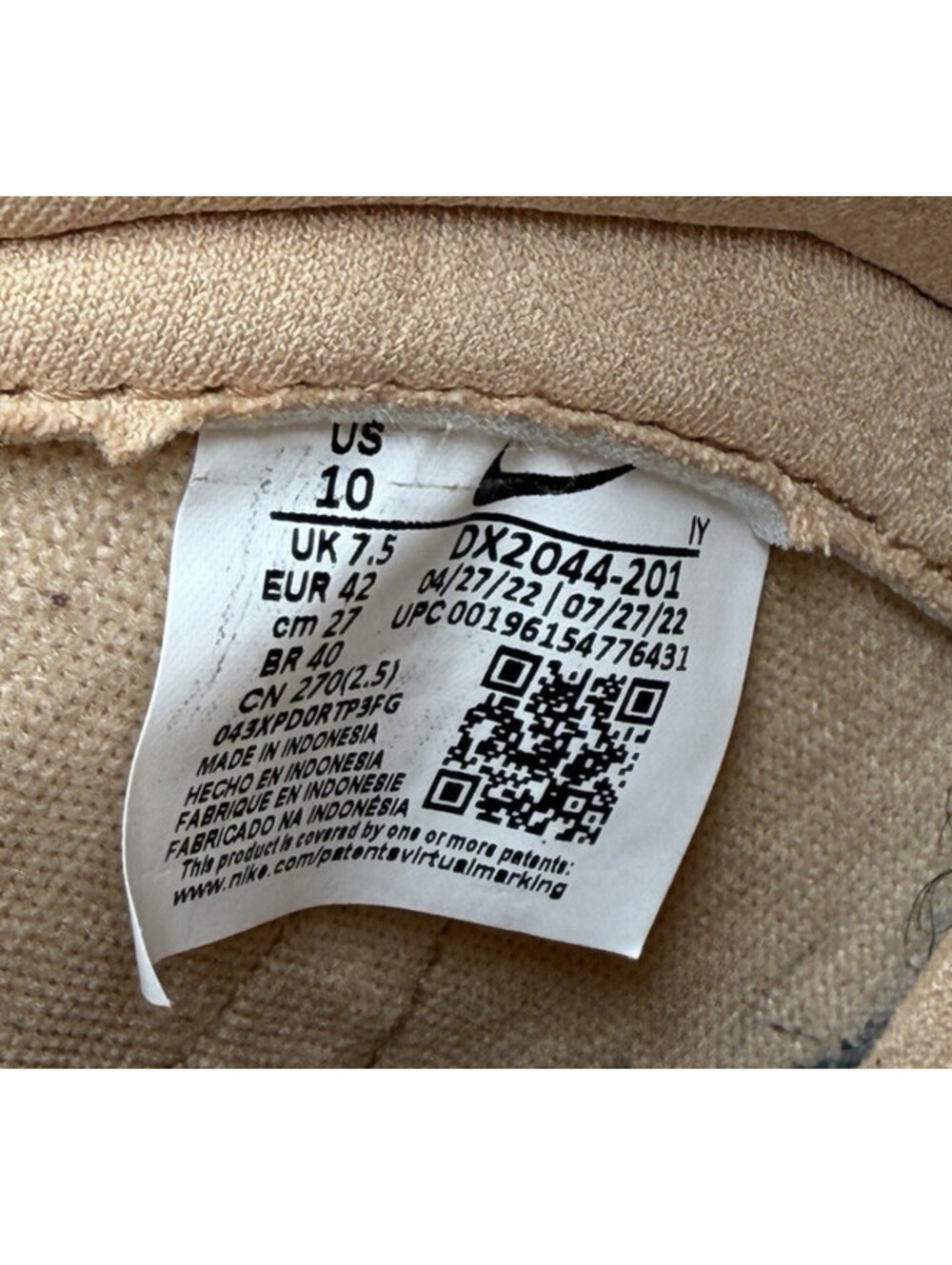 Nike Dunk High Vachetta Tan White Women's Size 10 Sneakers DX2044-201 - Picture 3 of 6